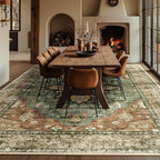 RELEANY Area Rugs 10'x12' Washable Non-Slip, Floral Vintage Distress Print - Image 4