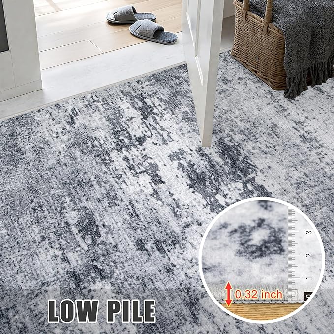 Round Area Rug for Living Room: 5 ft Washable Modern Abstract Soft Thin Rug - Image 6
