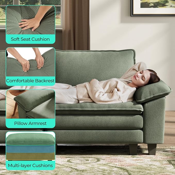 LINSY HOME Modular Sectional Sofa, 5-Seat Corduroy Modern Cloud Couch - Image 5