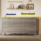 BORNOON Fluted 9 Drawer Dresser, 57.1" Wide Modern Boho Chest of Drawers - Image 3