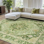 RELEANY Area Rugs 7'x10' Washable Non-Slip, Floral Vintage Distress Print by RELEANY