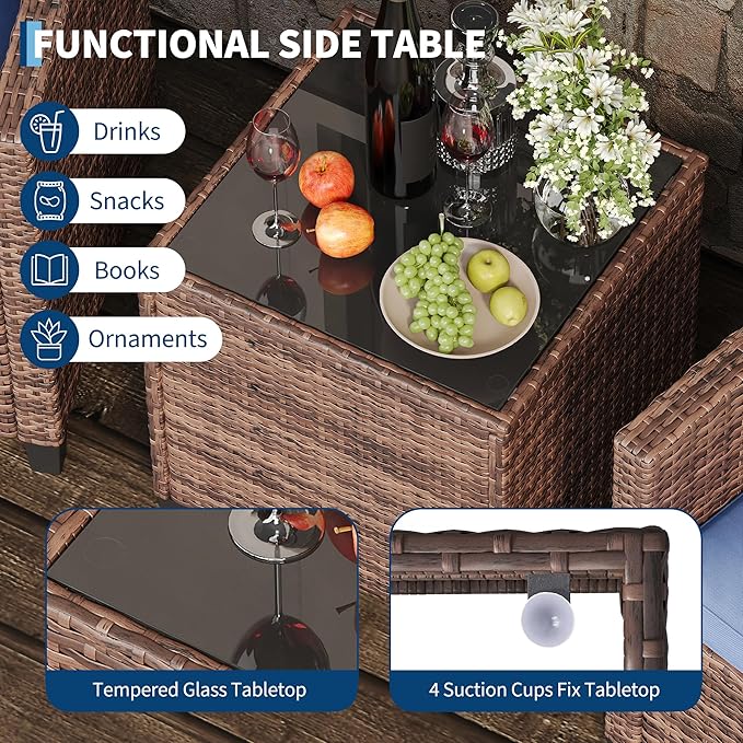 3-Piece Patio Furniture Set, Outdoor PE Rattan Chair - Image 5