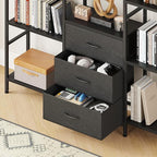 AFLUI Triple Bookshelf with 3 Fabric Drawers, 5-Tier Book Shelf and 10 Display - Image 4