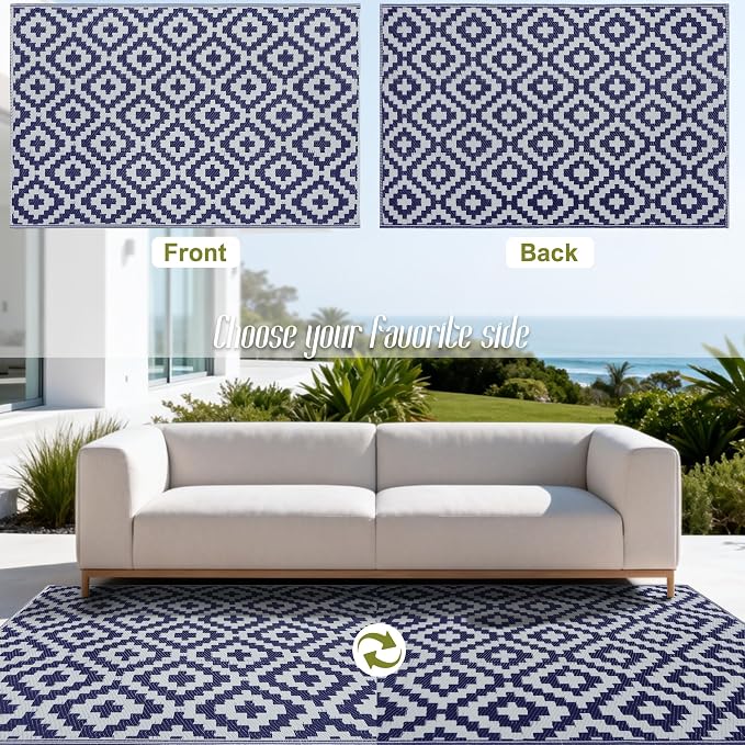 SAND MINE Reversible Mats, Plastic Straw Rug, Modern Area Rug, Large Floor Mat - Image 3