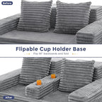 MAXYOYO Loveseat Sofa Bed, Striped Faux Fur Foldable Floor Sofa Couch in A Box - Image 6
