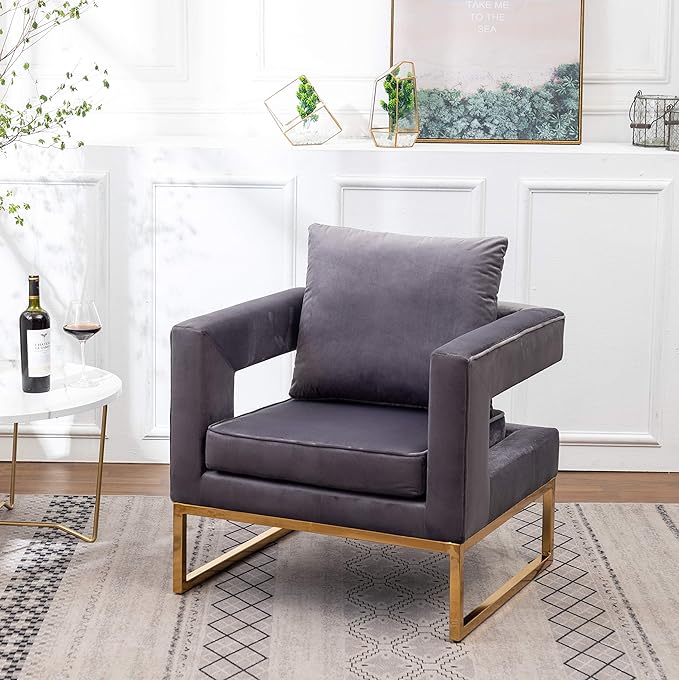 Roundhill Furniture Lenola Upholstered Accent Arm Chair - Image 2