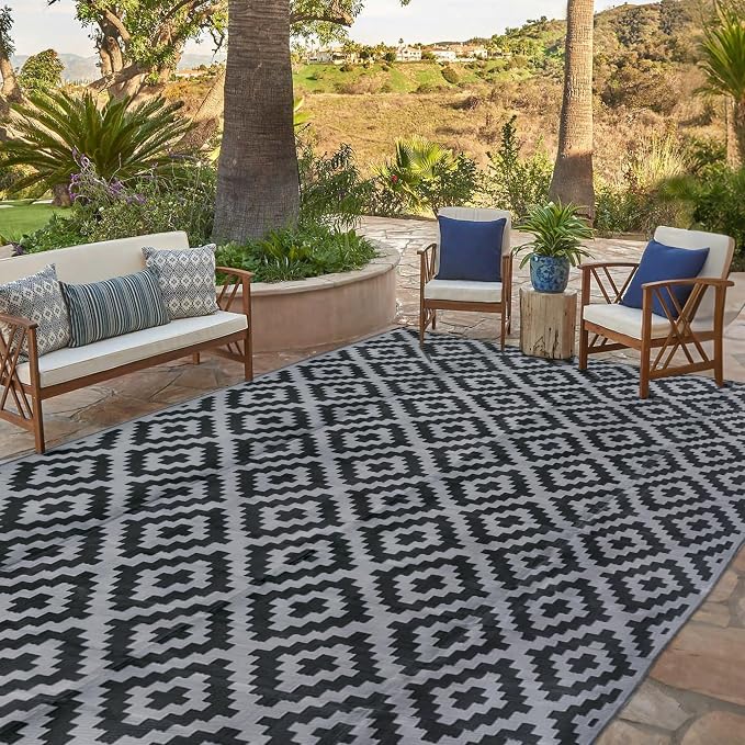 SAND MINE Waterproof Outdoor Rug 10x20 ft, Plastic Reversible Rug, Modern Area - Image 5