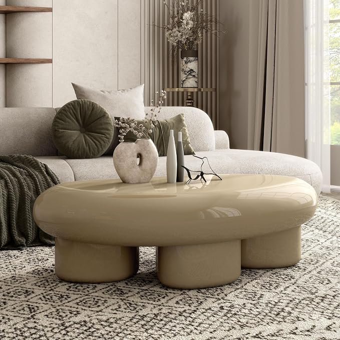 24/7 Shop at Home Kavren Modern 37-inch Oval Glossy Low Profile Coffee Table by 247SHOPATHOME