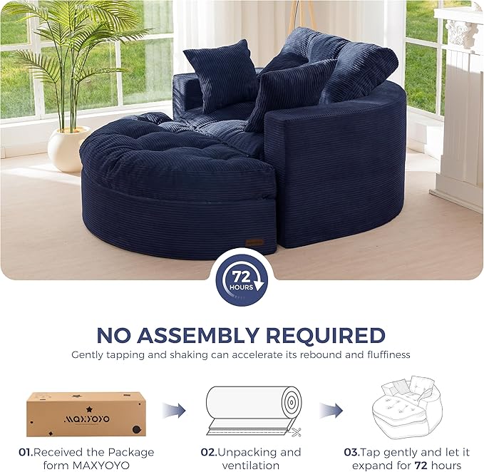 MAXYOYO Oversized Round Chaise Lounge Sofa, Upholstered Lounge Chair - Image 6