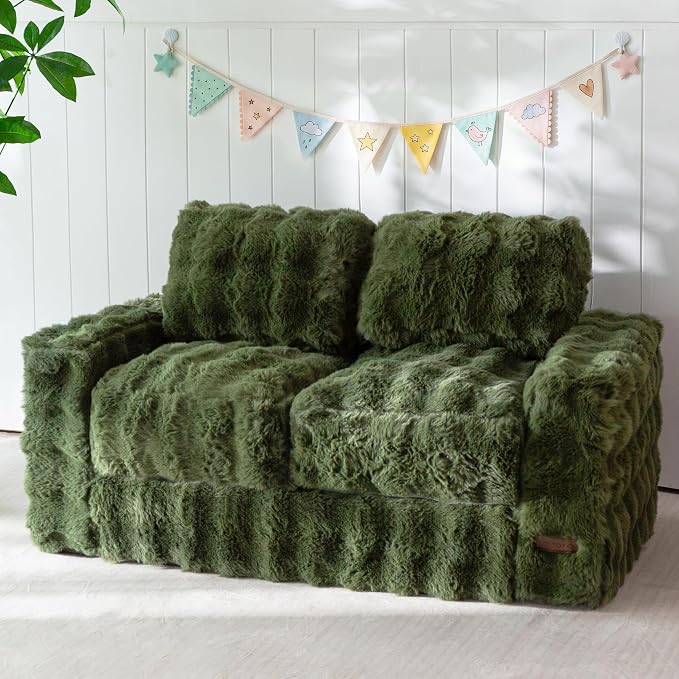 MAXYOYO Extra Wide Kids Bean Bag Chair, Comfy Bubble Fabric Bean Bag Sofa by MAXYOYO