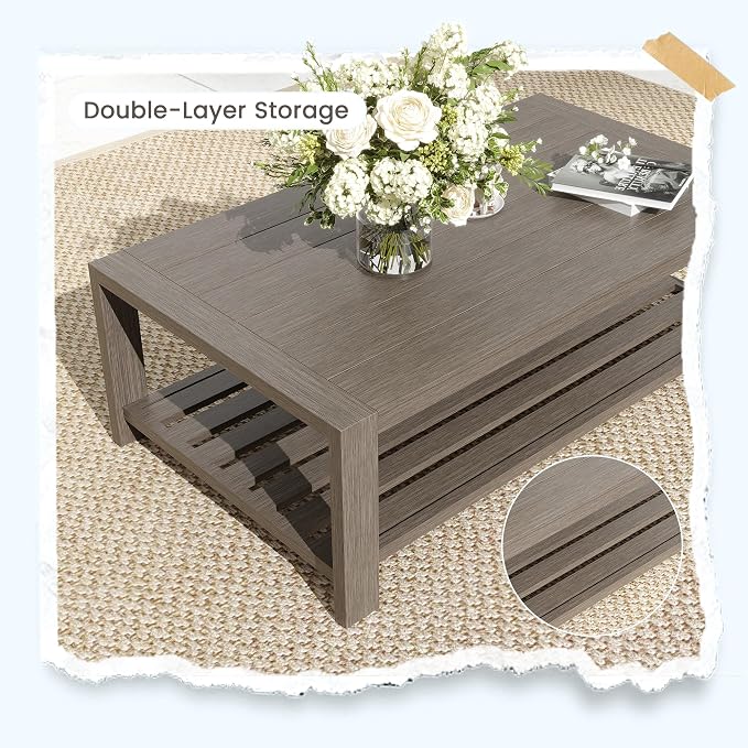 UDPATIO Aluminum Patio Furniture Set, Faux Wood Grain Modern Outdoor Furniture - Image 3