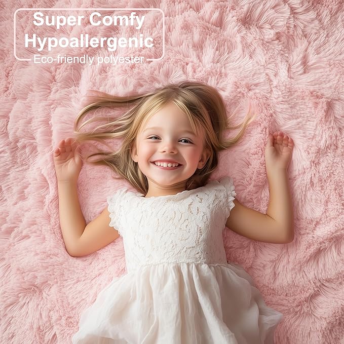 PAGISOFE 3x5 Pink Fluffy Shag Area Rugs - Image 2