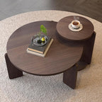 GDFStudio Round Nesting Coffee Table Set of 2, Modern Wooden Accent Side Table - Image 3