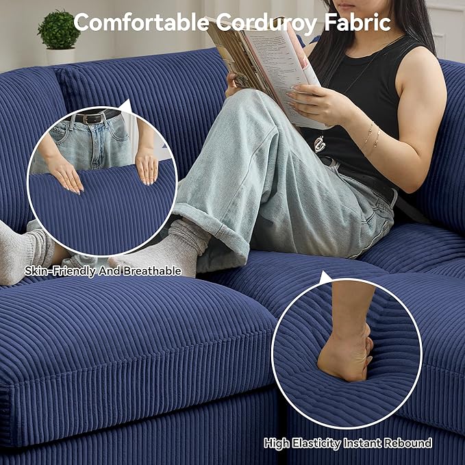 87.5'' L Shaped Modular Sectional Sofa, 3 Seater Cloud Couch - Image 4