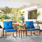 Outsunny 3 Pieces Rocking Wicker Outdoor Bistro Set, Rattan Patio Furniture Set - Image 9