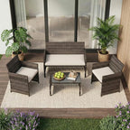 Garvee 4-Piece Patio Furniture Set, PE Rattan Outdoor Conversation Set by Garvee