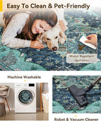 RELEANY Area Rugs Round 10ft Washable Non-Slip, Floral Vintage Distress Print - Image 5