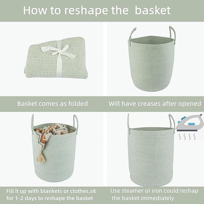 XUANGUO Cotton Rope Laundry Basket Hamper - Image 7