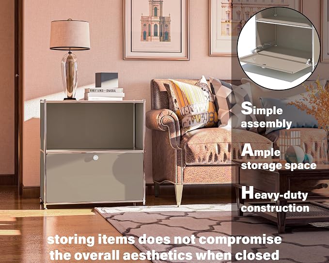 32.5-Inch Flip-Top Side Table & Buffet Cabinet - Image 5