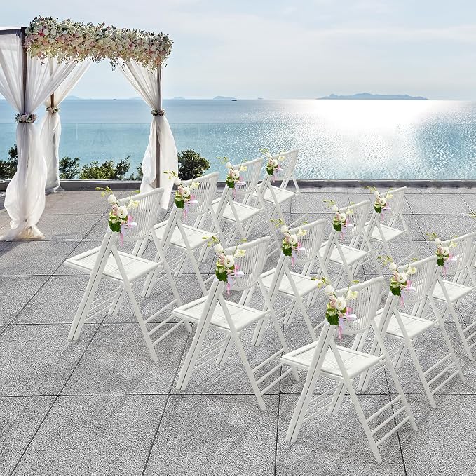 VINGLI Bamboo Folding Chair, Foldable Dining Wood Chairs Comfortable Seat - Image 9