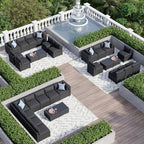 Aoxun 10 Piece Patio Furniture Set Wicker Patio Sectional Sofa Set Outdoor - Image 3