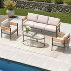Grand patio 5-Piece Outdoor Furniture Set, 5 Seats Wicker Sofa Conversation Set - Image 9