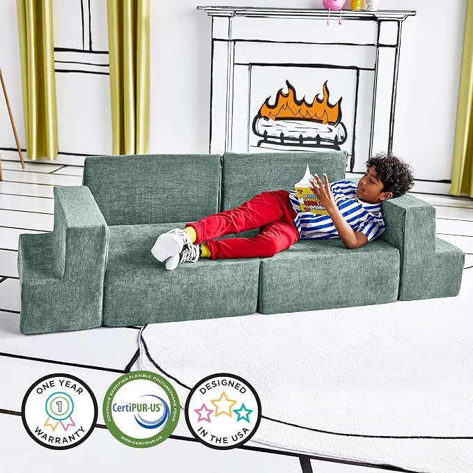 Yourigami Kids and Toddler Play Gym, Playroom Couch Set, Durable Modular Design - Image 6