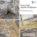 BAYYA 48"x80" Extra Wide Marble Contact Paper Grey/Gold Glossy Marble Wallpaper - Image 6