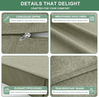 Summsun Water Resistant Outdoor Chair Cushions, Faux Linen Backrest and Deep - Image 5