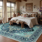 RELEANY Area Rugs 10'x14' Washable Non-Slip, Floral Vintage Distress Print - Image 2