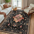 RELEANY Area Rugs 5'x8' Washable Non-Slip, Floral Vintage Distress Print by RELEANY