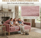 63" Small Loveseat Sofa for Small Spaces, Mid Century Modern Sofa, Linen - Image 4