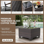 ALAULM 12 Pieces Outdoor Patio Furniture Set Sectional Sofa Sets Brown PE - Image 5