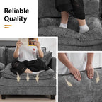 111'' Sectional Cloud Deep Seat Couch, Oversized Chenille U Shaped Sectional - Image 5