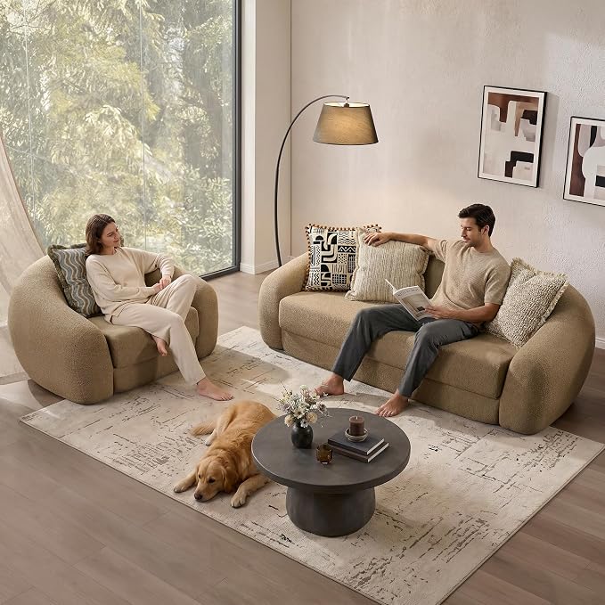 SICOTAS 49.9" Curved Convertible Sofa Couch Bed - Image 7