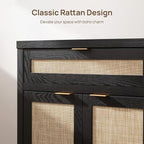 SICOTAS Sideboard Buffet Storage Cabinet Set of 2, Rattan Credenza Buffet Table - Image 5