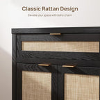 SICOTAS Sideboard Buffet Storage Cabinet, Rattan Accent Cabinet - Image 5