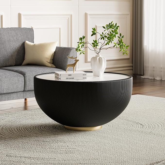 Round Marble Coffee Table Set of 2, 2 Piece White Coffee Table and End Table - Image 6