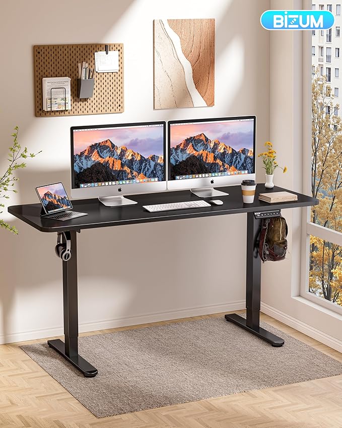 BIZUM Electric Standing Desk 60 x 24 Inch Computer Desk-Gaming Desk Black Home - Image 2