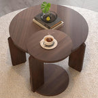 GDFStudio Round Nesting Coffee Table Set of 2, Modern Wooden Accent Side Table - Image 5