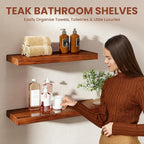 24 Inch Teak Floating Shelves Set of 2 - Image 6