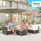 Outsunny 7 Piece Patio Furniture Set, Wicker Outdoor Sectional Sofa Set - Image 2