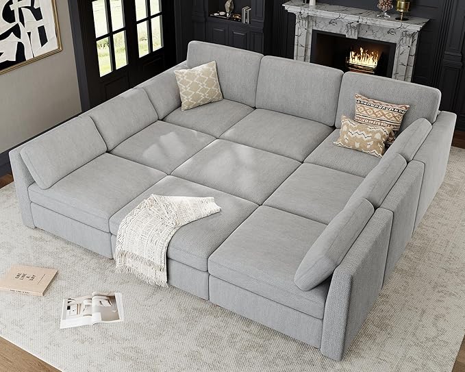 Oversized Modular Sectional Sleeper Couch, Solid Wood Frame, Removable Washable - Image 3