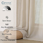 Chyhomenyc Semi Sheer Curtains 96 Inches Long 2 Panels - Image 2