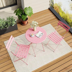 3-Piece Folding Bistro Set Outdoor Patio Furniture, Space-Saving Foldable - Image 2