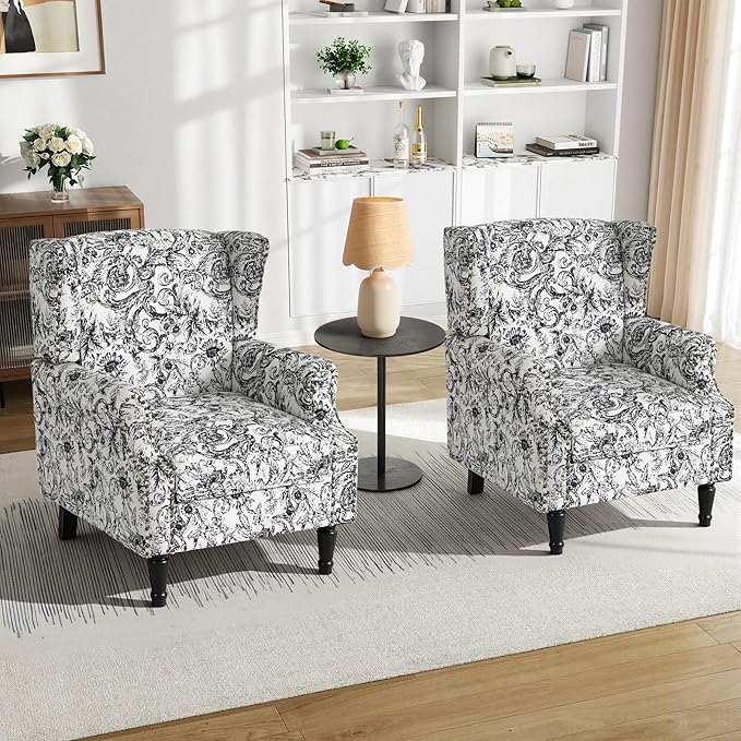 Pia Ricco High Back Floral Accent Chair - Image 6