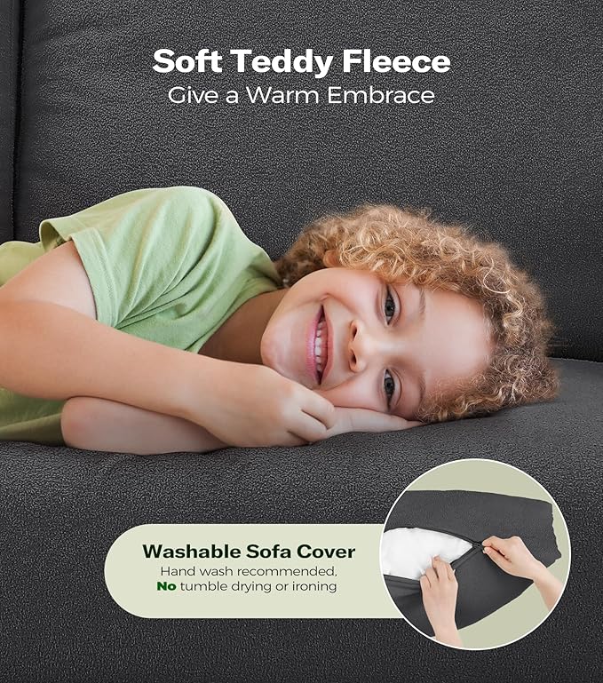 Welzona 83" Couches for Living Room, Teddy Sofa Couch - Image 5