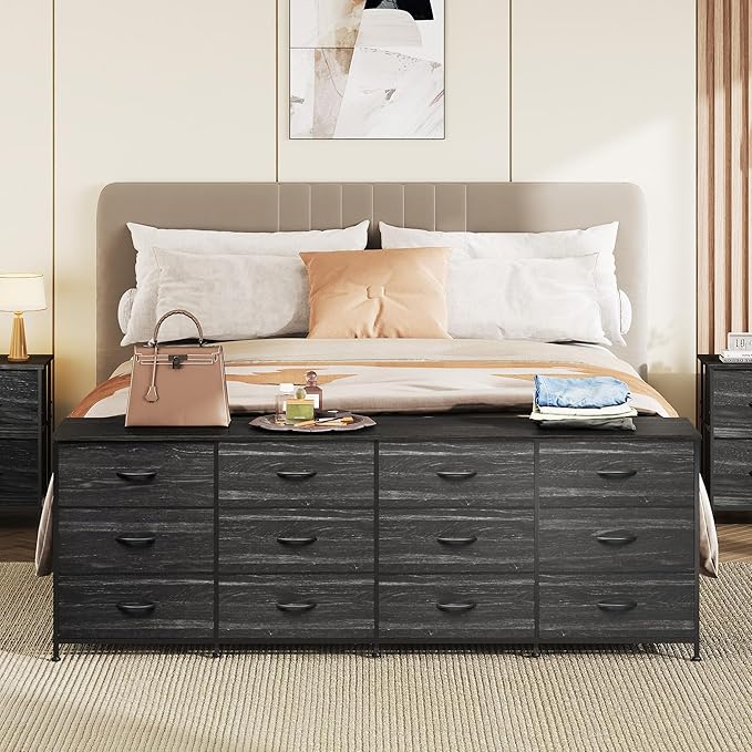 WLIVE 75.5'' Dresser for Bedroom, TV Stand for 85, 65 Inch TV, 12 Drawer Long - Image 2