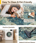 RELEANY Area Rugs Round 7ft Washable Non-Slip, Floral Vintage Distress Print - Image 4