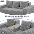 MAXYOYO Loveseat Sofa Bed, Striped Faux Fur Foldable Floor Sofa Couch in A Box - Image 7